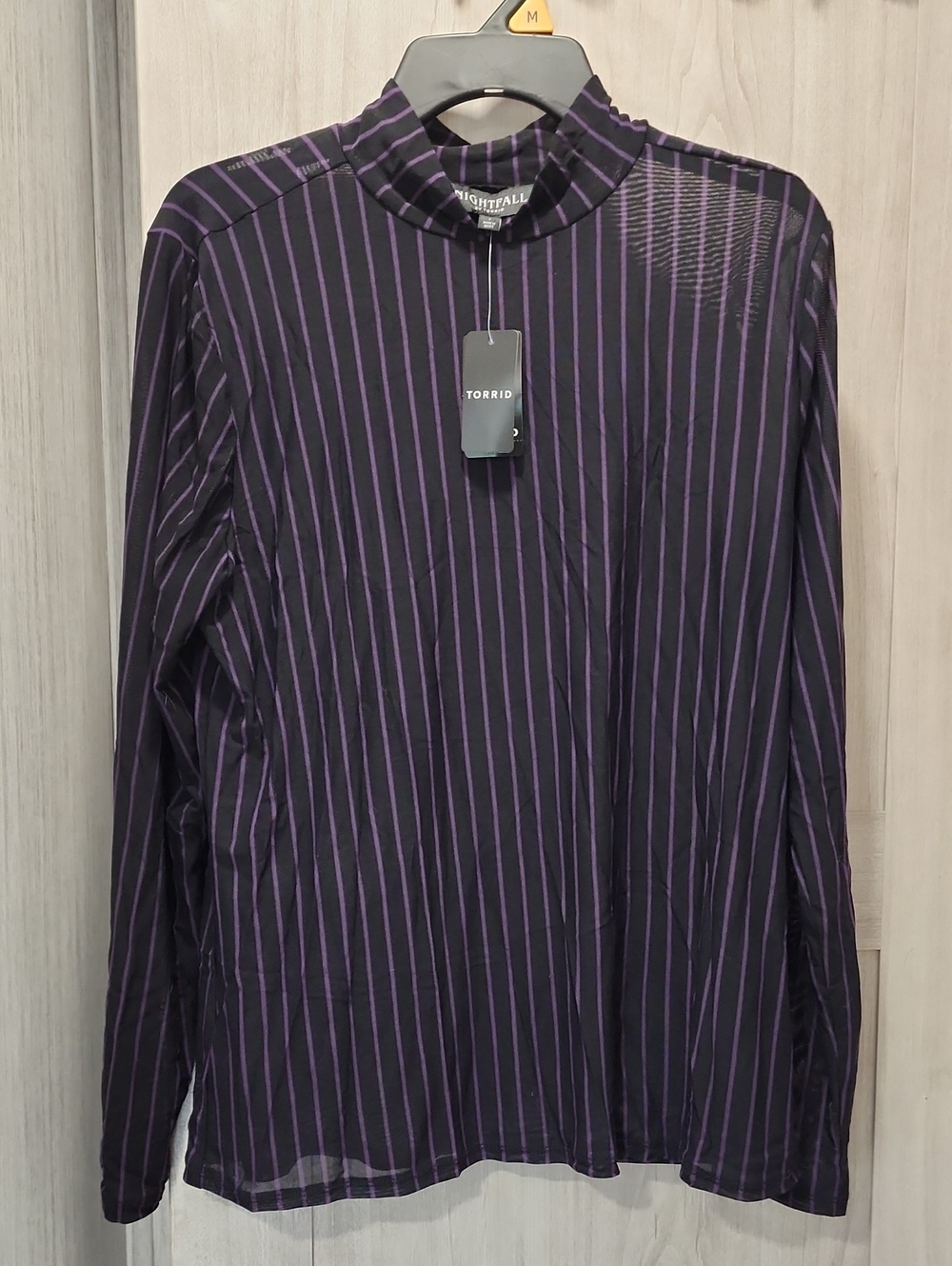 NWT Nightfall by Torrid - Purple & Black SHEER Long Sleeve Y2K Top - 1xl